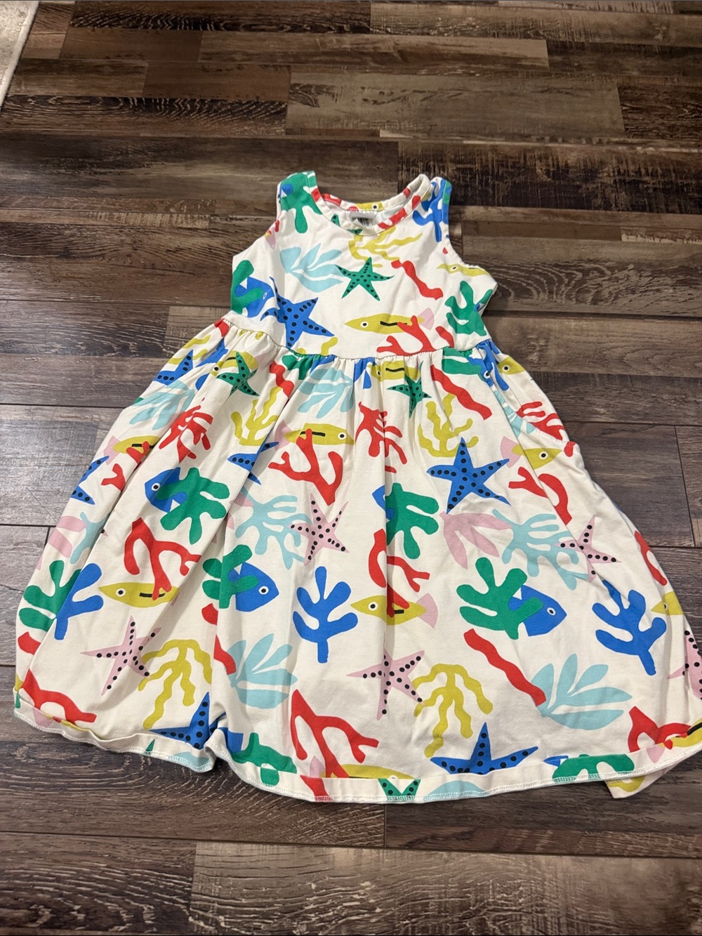 Hanna Andersson Cream Dress with Multicolor Sea Life Print